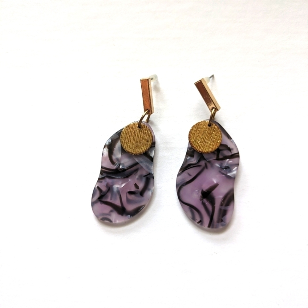 Purple and gold earrings